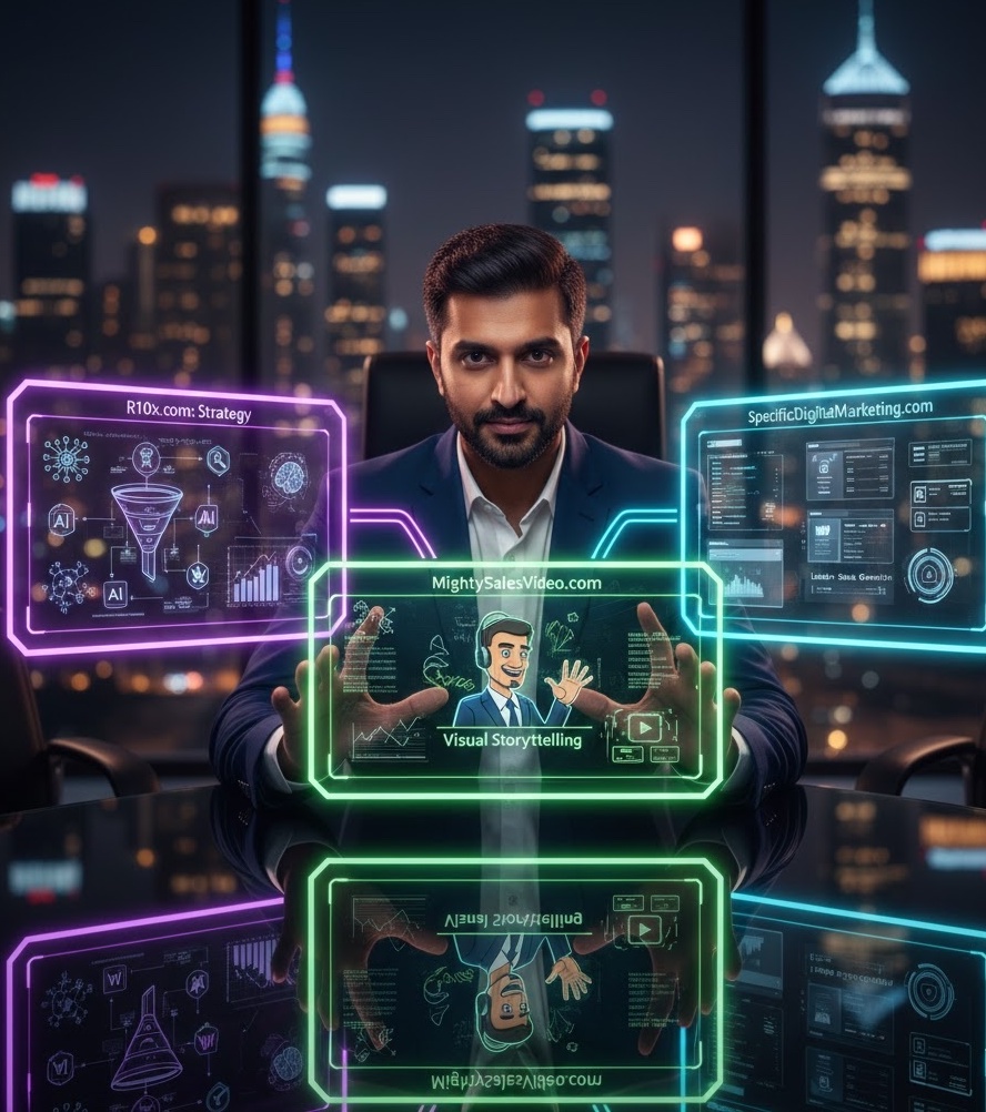 A comprehensive infographic for Mighty Sales Video detailing the Psychology of Animation, Whiteboard Animation benefits, VSL strategies, and the 50% sales cycle reduction within the Raghav Goswami Triple-Threat framework.